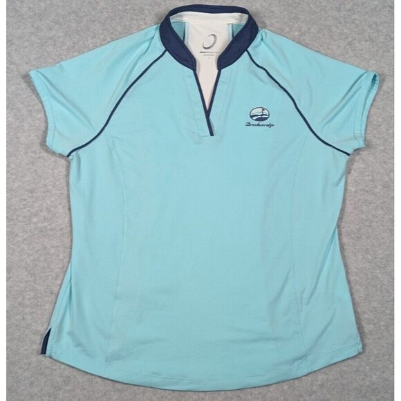 Zero Restriction Women Top Large Blade Collar‎ Vneck Performance Club Logo - Picture 1 of 11
